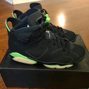 AIR JORDAN, MEN 8.5, BLACK AND GREEN